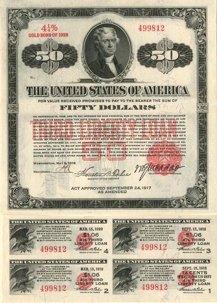 $50 Third Liberty Loan Bond